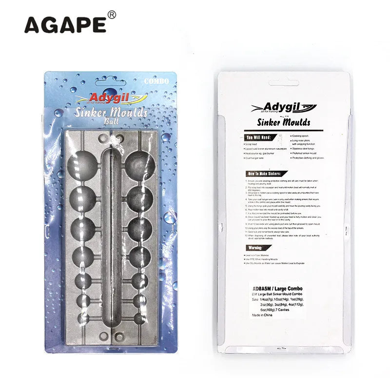 Agape DIY Fishing Ball Sinker Mould ADBASM/Large Combo Ball Sinker 7g 14g 28g 56g 84g 112g 168g 7 Cavities