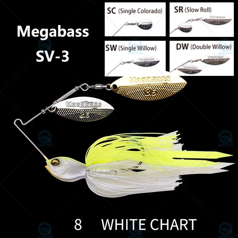 JAPAN Megabass SV-3 1/2 1/4 3/8 Oz. Double / Single Willow Spinnerbait DW SR SC SW FISHING Lure Sea Top Water Freshwater fishing