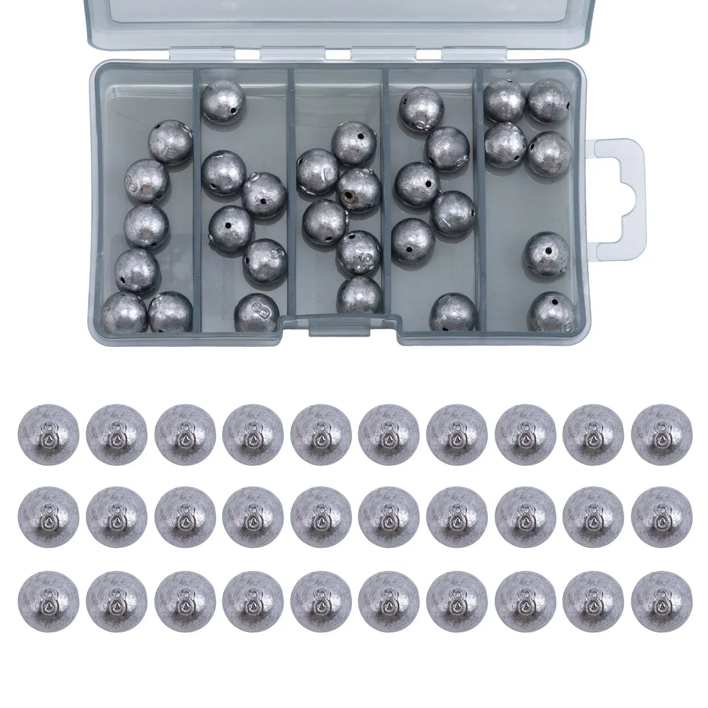 Goture 30/50pcs Fishing Weight Sinker Jig Head Deep Water Bullet Weight with Swivel Round Ball Sinkers Fishing Accessories