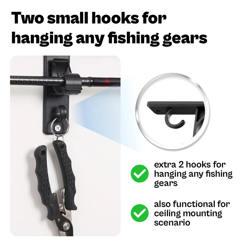 6-Slot Fishing Rod Rack - Universal Horizontal/Top Mount Holder for Spinning/Casting Rods Clamp Fits All Fishing Poles