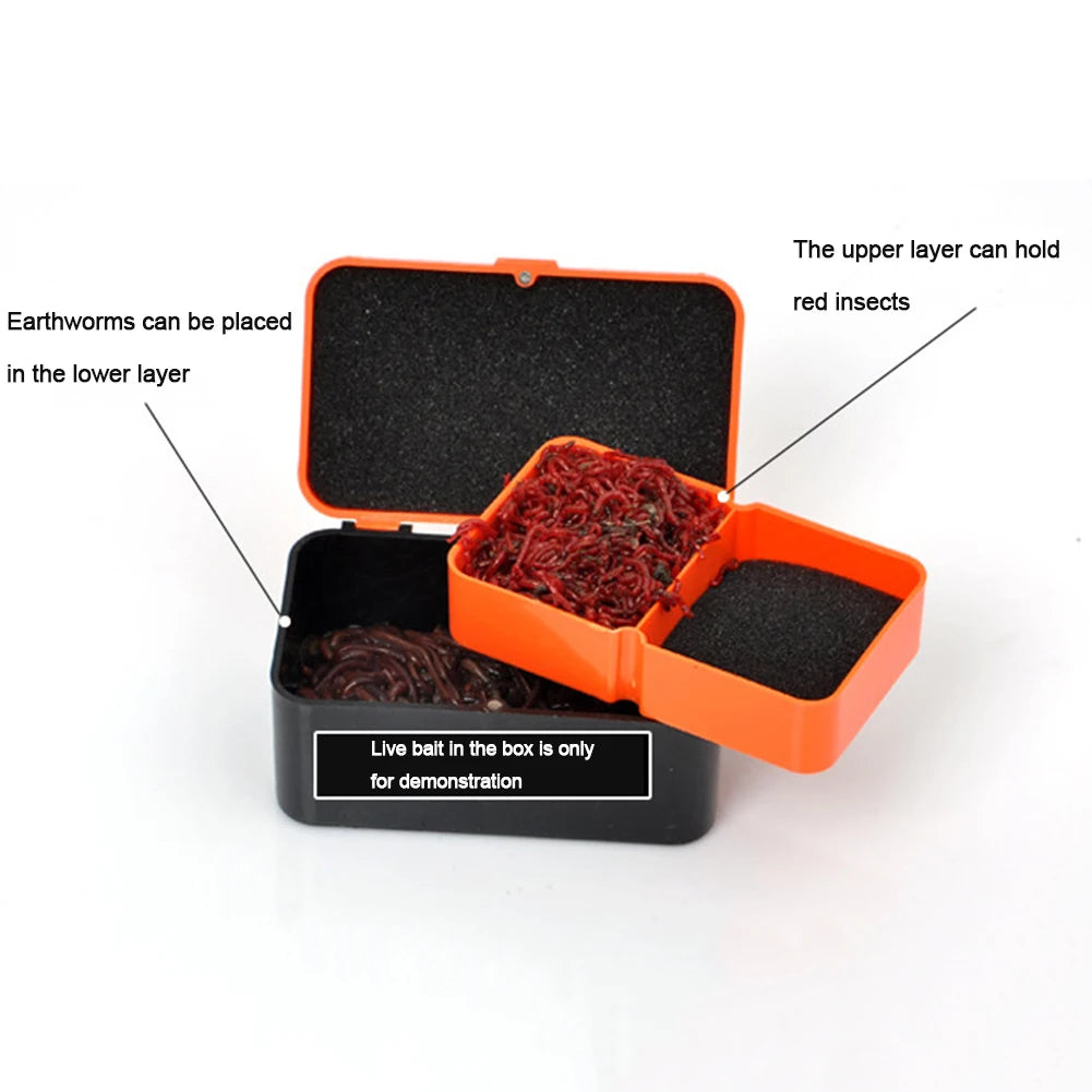 Fishing Tackle Box Breathable Earthworm Storage Case Bait Container Box Double-Layer Carp Fishing Tackle Box Fishing Accessories