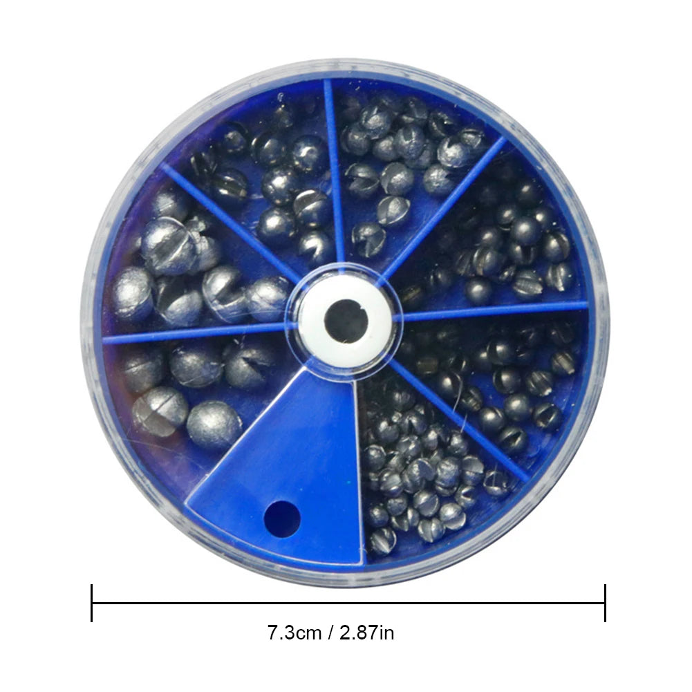 7 Sizes Round Fishing Line Sinker Removable Fishing Sinker Weights Assortment Kit with Tackle Box 0.2/0.28/0.38/0.5/0.8/1.5/2g