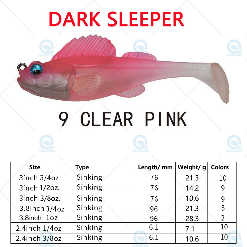 NEW Original Megabass Dark Sleeper 4.5inch 3/4, 1, 1.1/4oz. Swim Bait Saltwater Lure Sea Tackle Deep Water Soft Fin Paddle Tail
