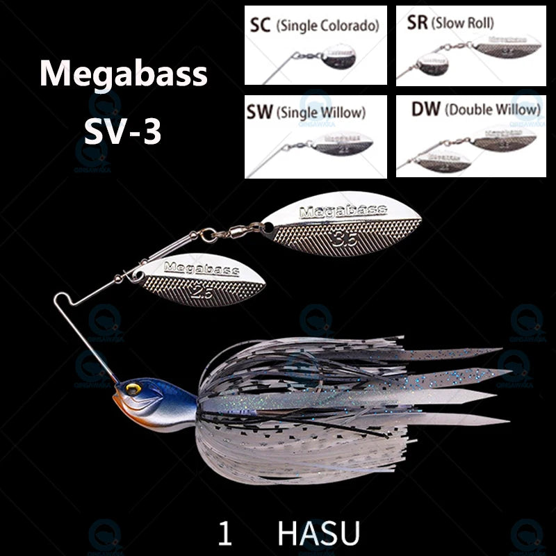 JAPAN Megabass SV-3 1/2 1/4 3/8 Oz. Double / Single Willow Spinnerbait DW SR SC SW FISHING Lure Sea Top Water Freshwater fishing