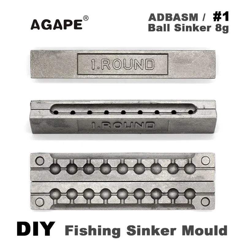 Agape DIY Fishing Ball Sinker Mould ADBASM/#1 Ball Sinker 8g 9 Cavities