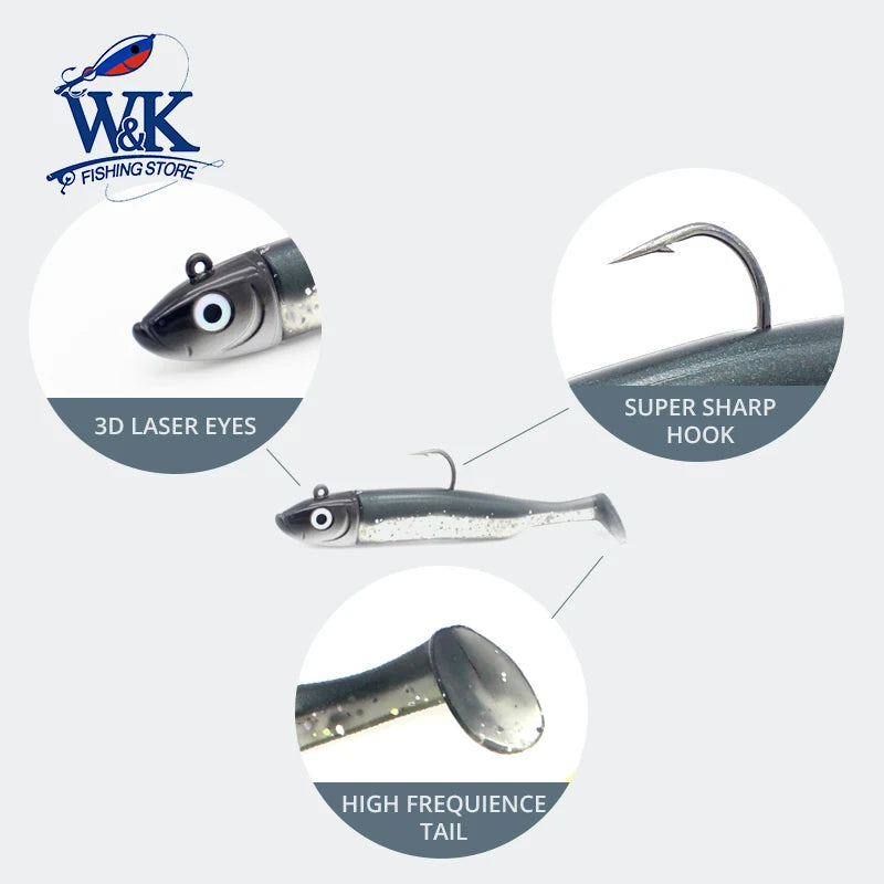 30g Weighted Soft Bait for Zander Walleye Fishing Lure 11.5cm 2 set Jig Head with Swing Shad 4.5" Soft Fishing Lure Slinky Shad