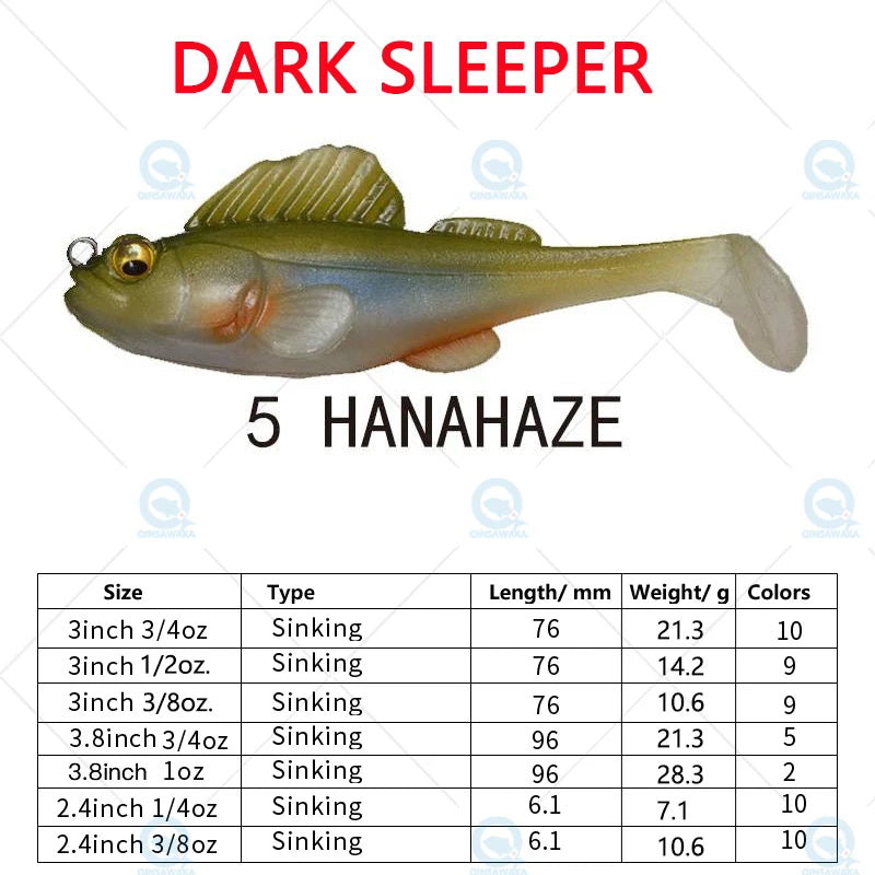 NEW Original Megabass Dark Sleeper 4.5inch 3/4, 1, 1.1/4oz. Swim Bait Saltwater Lure Sea Tackle Deep Water Soft Fin Paddle Tail