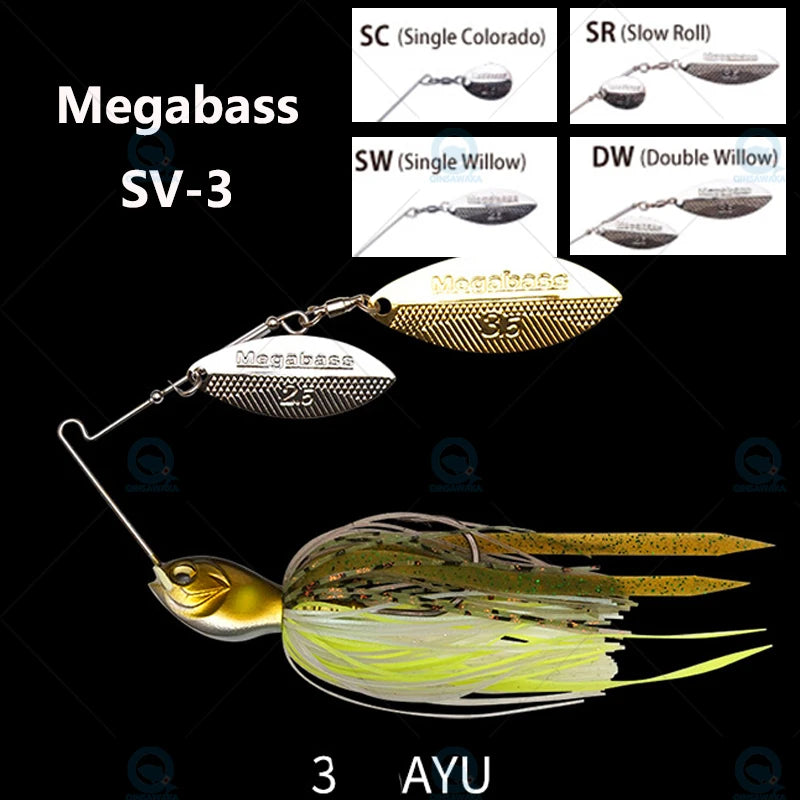 JAPAN Megabass SV-3 1/2 1/4 3/8 Oz. Double / Single Willow Spinnerbait DW SR SC SW FISHING Lure Sea Top Water Freshwater fishing