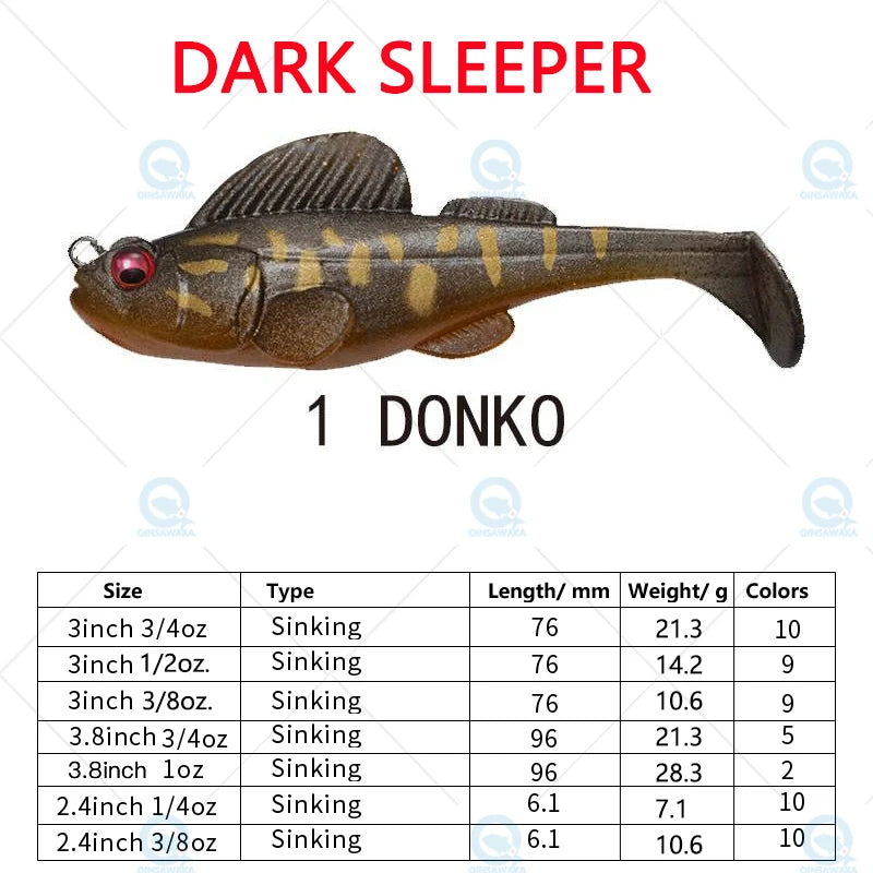 NEW Original Megabass Dark Sleeper 4.5inch 3/4, 1, 1.1/4oz. Swim Bait Saltwater Lure Sea Tackle Deep Water Soft Fin Paddle Tail