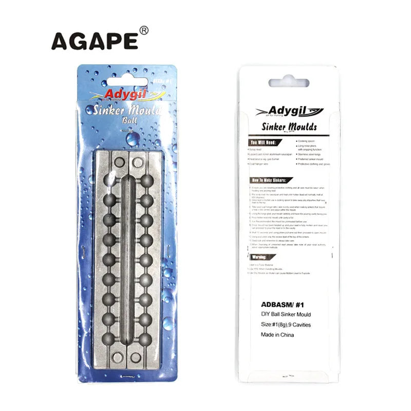 Agape DIY Fishing Ball Sinker Mould ADBASM/#1 Ball Sinker 8g 9 Cavities