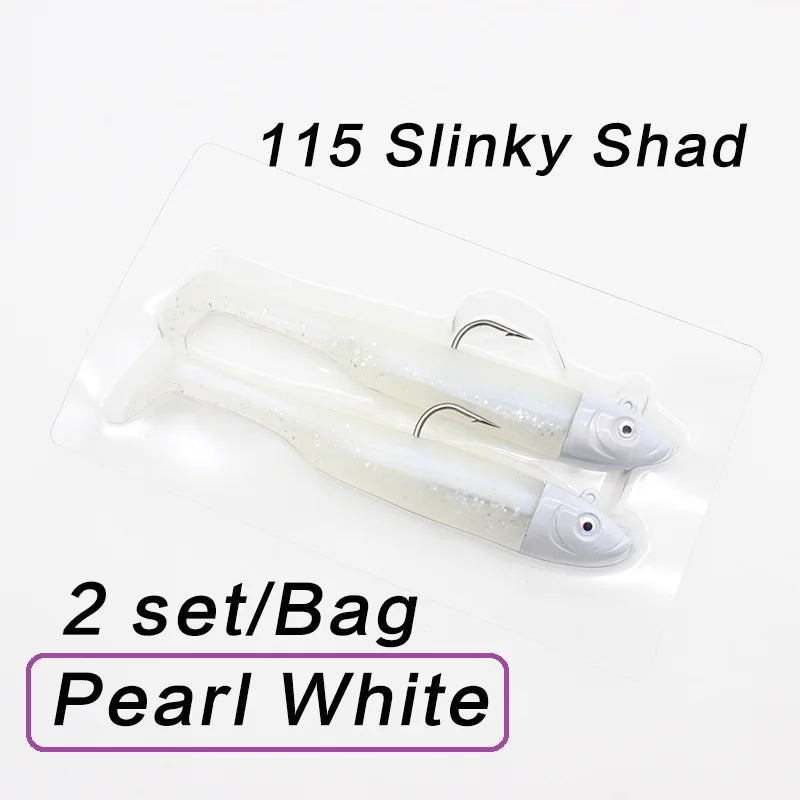 30g Weighted Soft Bait for Zander Walleye Fishing Lure 11.5cm 2 set Jig Head with Swing Shad 4.5" Soft Fishing Lure Slinky Shad
