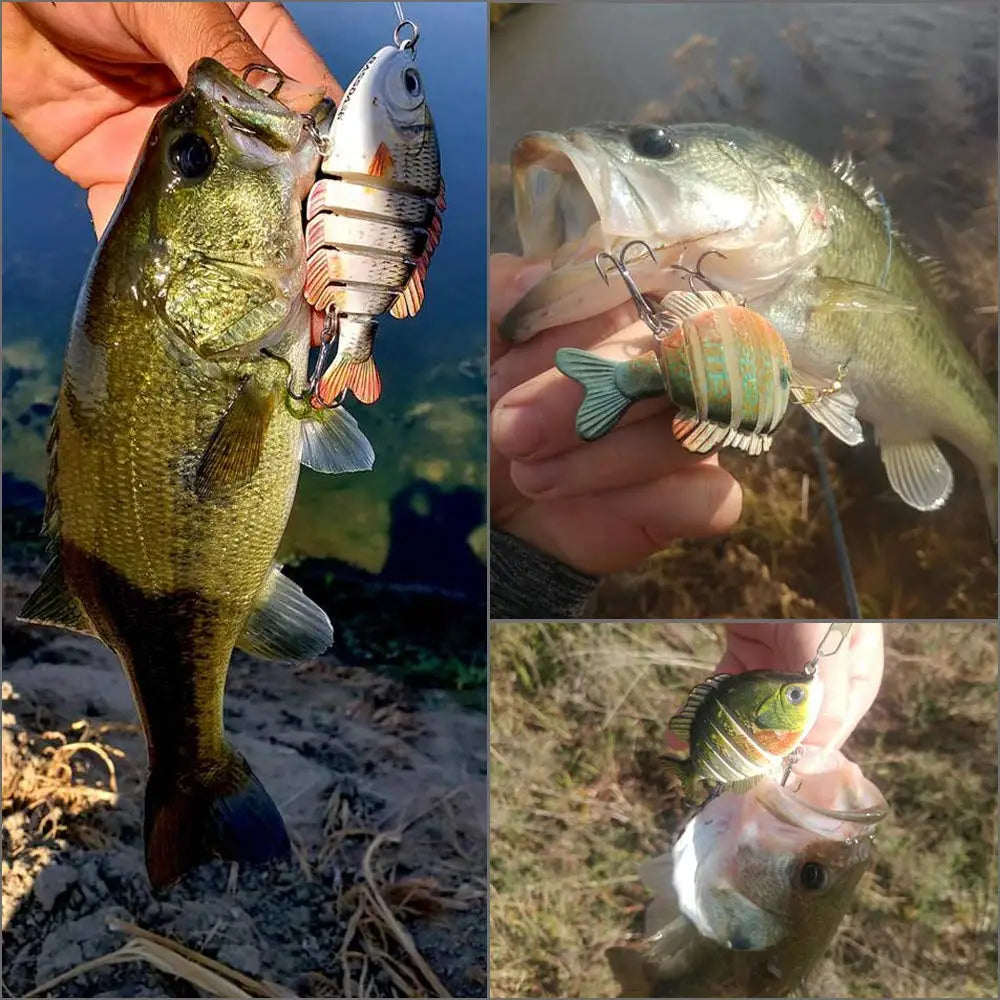 Bassdash SwimPanfish Multi Jointed Panfish Bluegill Swimbaits Topwater Hard Bass Fishing Crank Lure 24g/8.8cm, 4 Colors