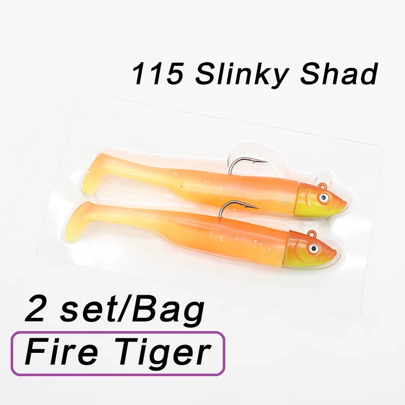 30g Weighted Soft Bait for Zander Walleye Fishing Lure 11.5cm 2 set Jig Head with Swing Shad 4.5" Soft Fishing Lure Slinky Shad