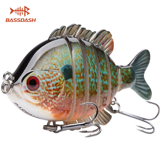 Bassdash SwimPanfish Multi Jointed Panfish Bluegill Swimbaits Topwater Hard Bass Fishing Crank Lure 24g/8.8cm, 4 Colors