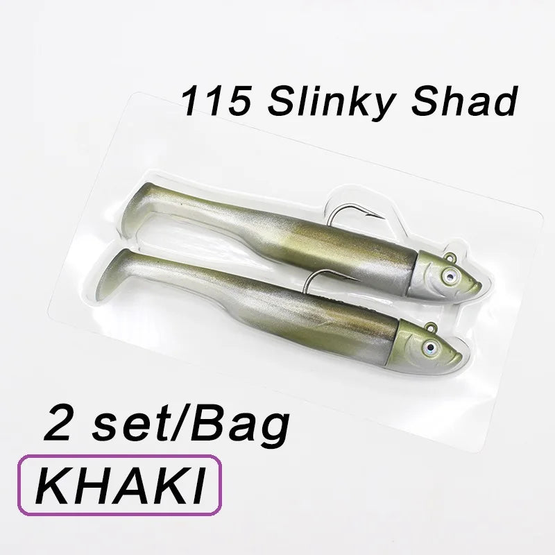 30g Weighted Soft Bait for Zander Walleye Fishing Lure 11.5cm 2 set Jig Head with Swing Shad 4.5" Soft Fishing Lure Slinky Shad