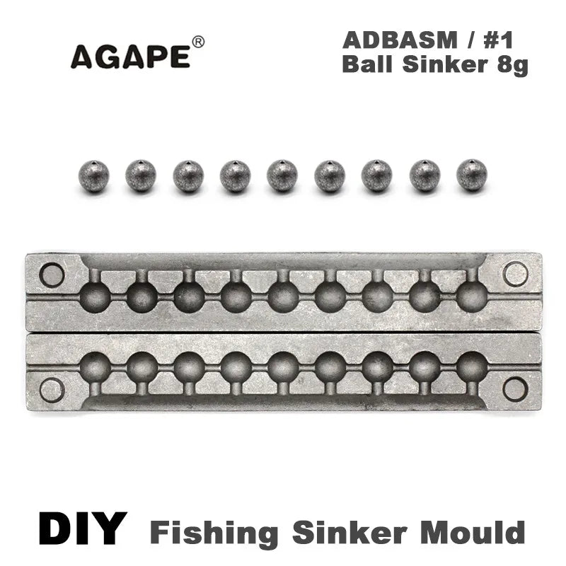 Agape DIY Fishing Ball Sinker Mould ADBASM/#1 Ball Sinker 8g 9 Cavities