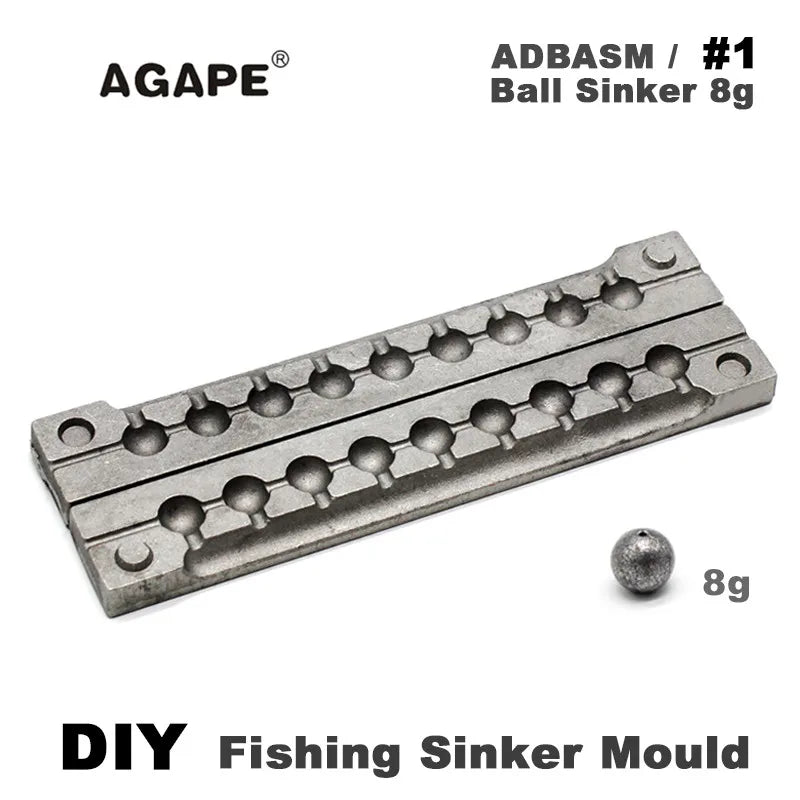 Agape DIY Fishing Ball Sinker Mould ADBASM/#1 Ball Sinker 8g 9 Cavities