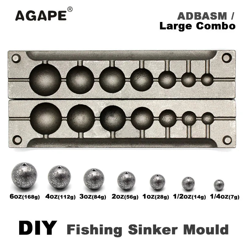 Agape DIY Fishing Ball Sinker Mould ADBASM/Large Combo Ball Sinker 7g 14g 28g 56g 84g 112g 168g 7 Cavities