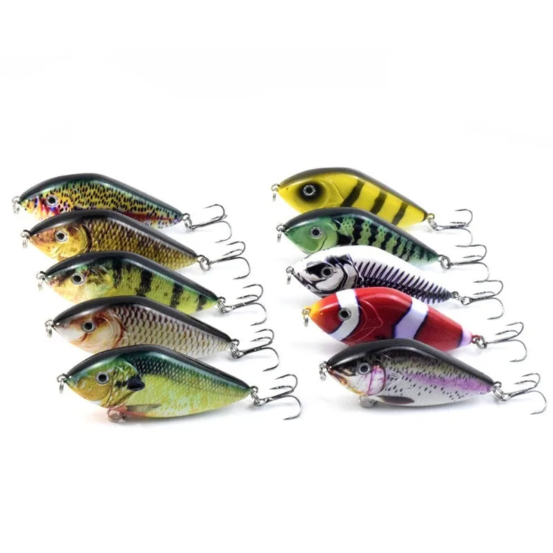 7CM 14.5G Fishing Lure Slow Sinking Slide Glide Jerkbait Wobblers Rattle Hard Artificial Baits Pike Musky Bass Tackle
