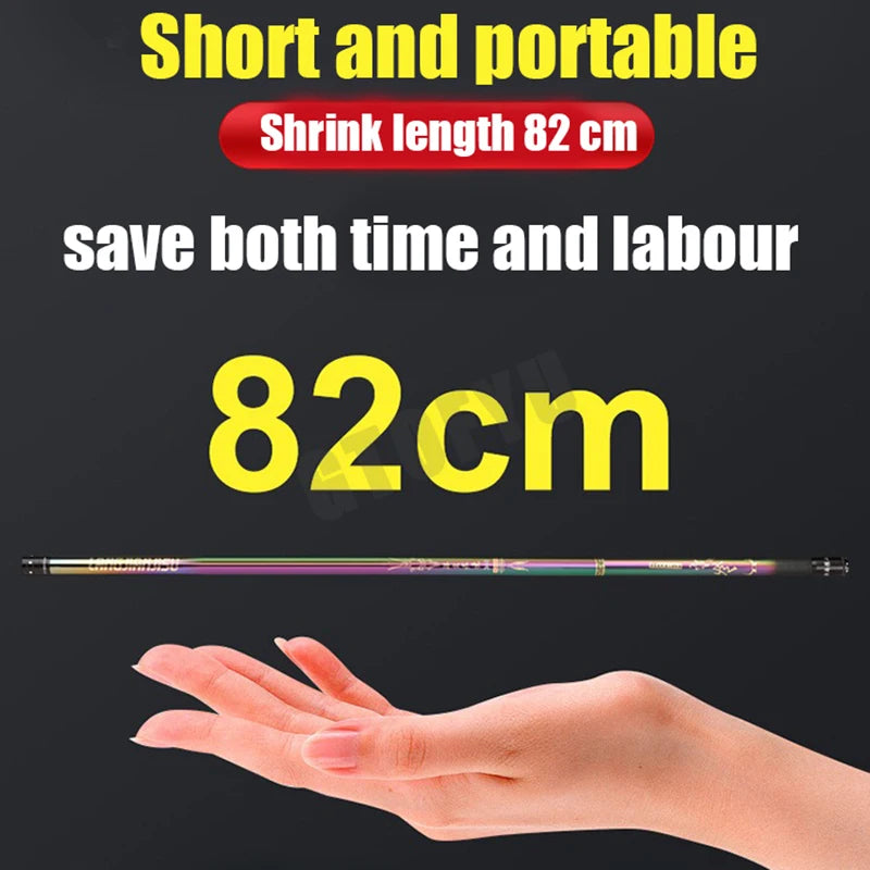 2.7M/4.5M/5.4M/6.3M/7.2M/8M/10M Telescopic Stream Rod Carbon Reservoir Pond Fishing Rod Super Light Hard Fiber Hand Fishing Pole