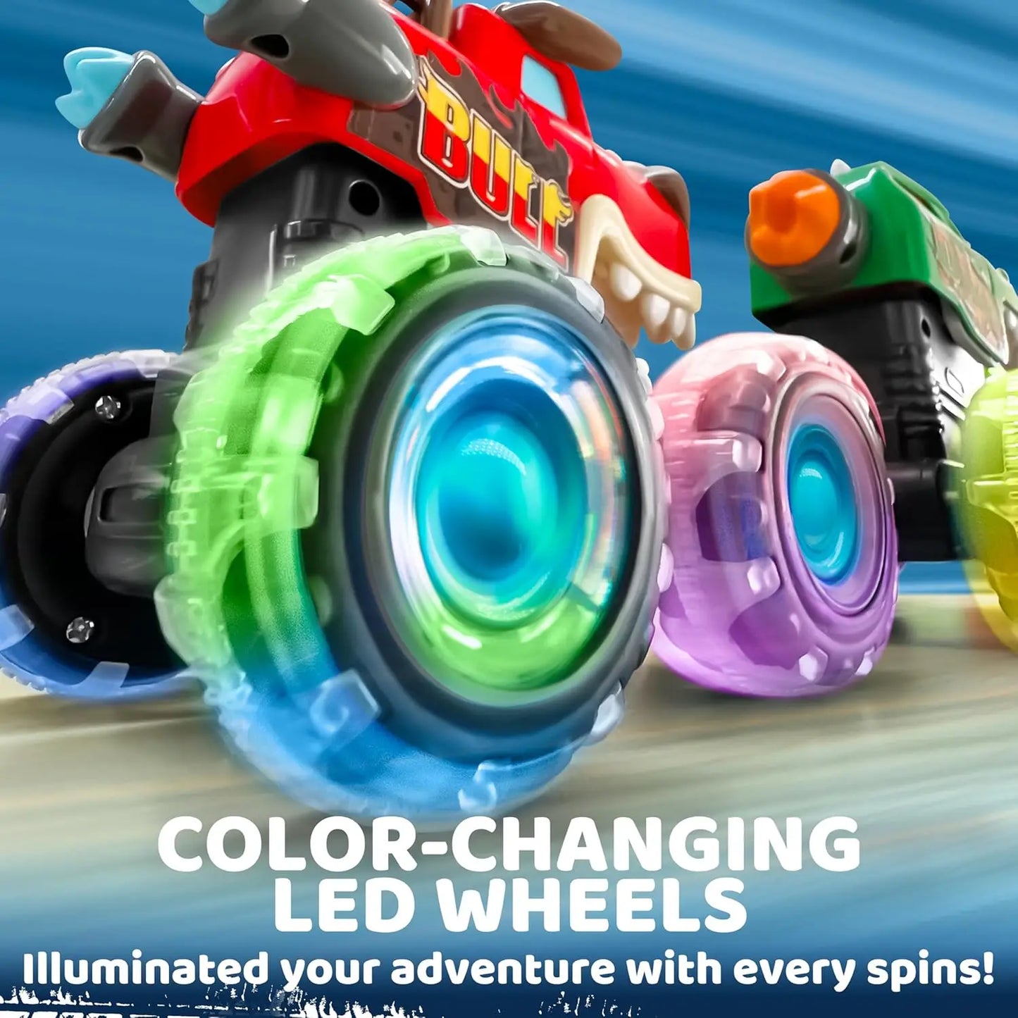 JOYFY 3 Pack Monster Truck Toy Motion Activated Light-Up Cars Press & Go Cars for Boys Girls Birthday Christmas Gifts