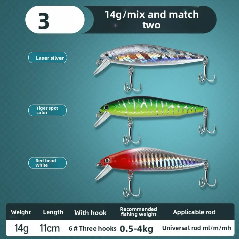 Suspended Silver Blade Road False Bait Trembling Sinking Water Floating Water Mino Long throw Freshwater Reservoir 5g