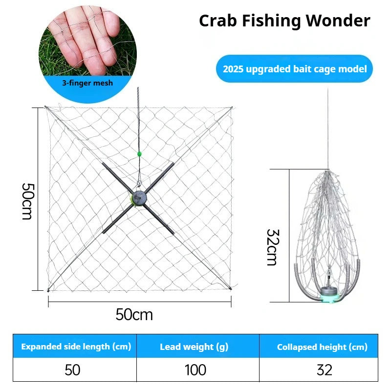 Crab Trap Cage for Fishing Crabs, Portable Crab Pot for Sea Crabs, Hairy Crabs, River Shrimp & Crayfish