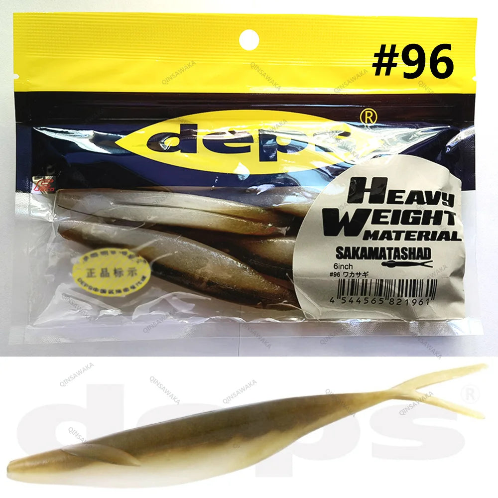Japan deps SAKAMATA SHAD Heavy Weight soft Baits  5inch 6pcs / 6in 6pcs / 7in 5pcs / 8in SALT&GLASS SAND 70% 4pcs Bass Lure