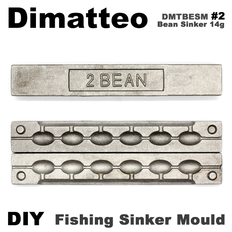 Dimatteo DIY Fishing Bean Sinker Mould DMTBESM/#2 Bean Sinker 14g 6 Cavities