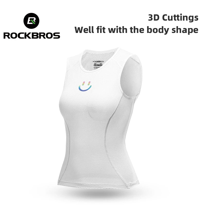 ROCKBROS Female Cycling Vest Lightweight Breathable Mesh Fitness Top Slim Fit Summer Cycling Jersey Vest Women Sports Clothing