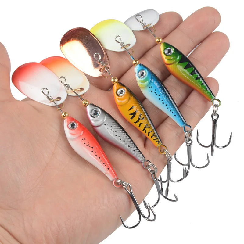 1Pcs Rotating Metal VIB vibration Bait Spinner Spoon Fishing Lures 12g 15g 22g Jigs Trout Winter Fishing Hard Baits Tackle Pesca