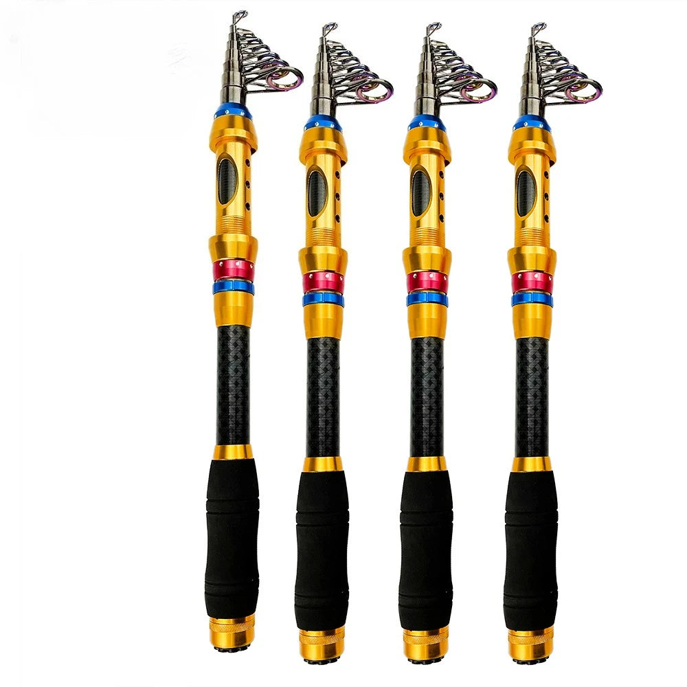 Fishing Rod and Reel Set 1.8-3.6m Carbon Telescopic Fishing Rod Pole with Metal Spool Spinning Reel Saltwater Freshwater Kits