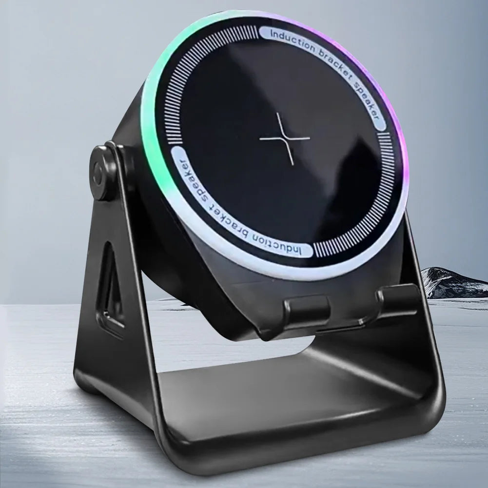 Wireless Induction Speaker with Bluetooth-compatible Speaker Stereo Sound Cell Phone Stand for Home and Outdoors