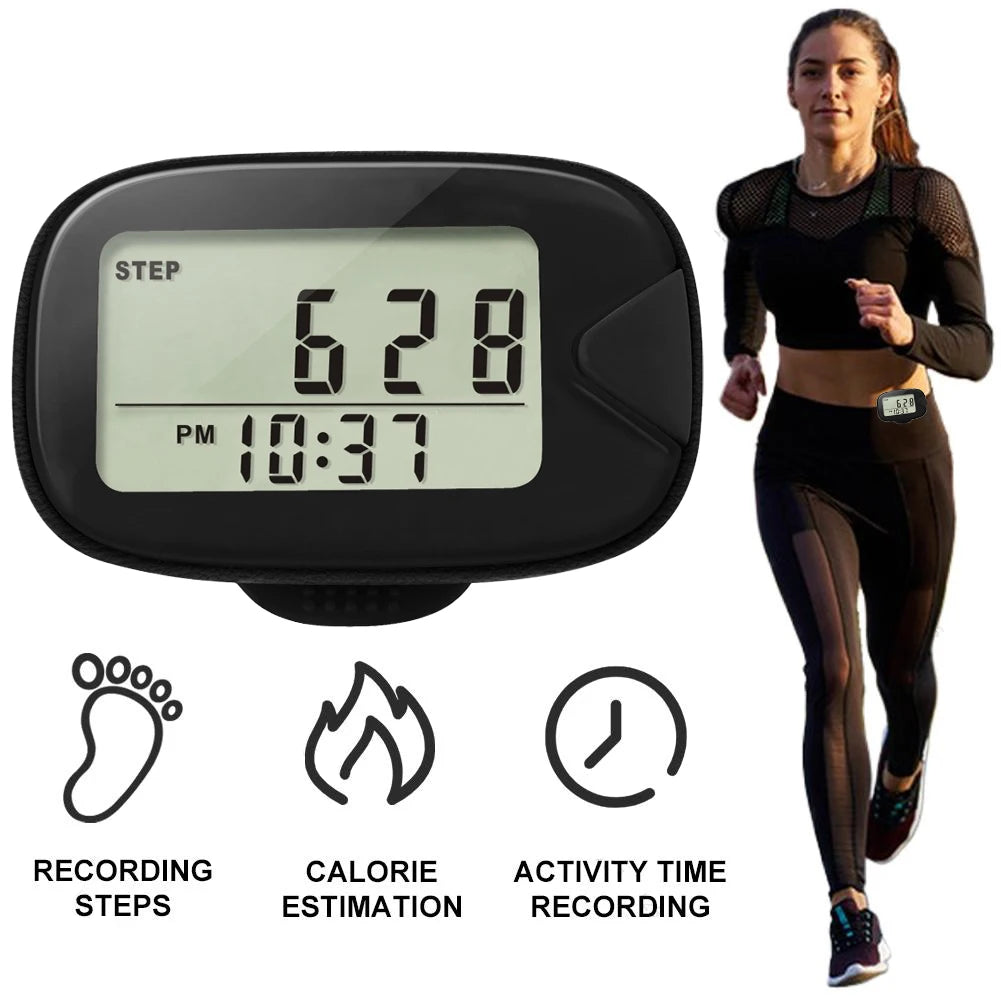 Walking Pedometer Clip On Step Counter Simple Pedometer LCD Dispaly Electronic Pedometer Multi-Function Walking Step Counter