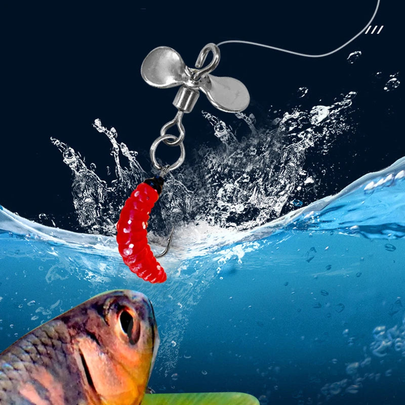 5PCS Propeller Worm Fishing Lure Spinner Spinning Bait Rotating Blade Sequin Bionic Fish Lures For Trout/Steelhead/Salmon/Bass