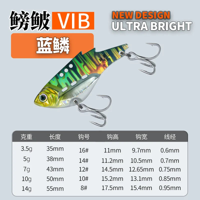 NUNATAK Metal VIB Bait 5g/7g/10g/14g High Frequency Tremor VIB Bass Lure Hard Minnow TROUT Baits Sinking Bait Glowing Sea Lure