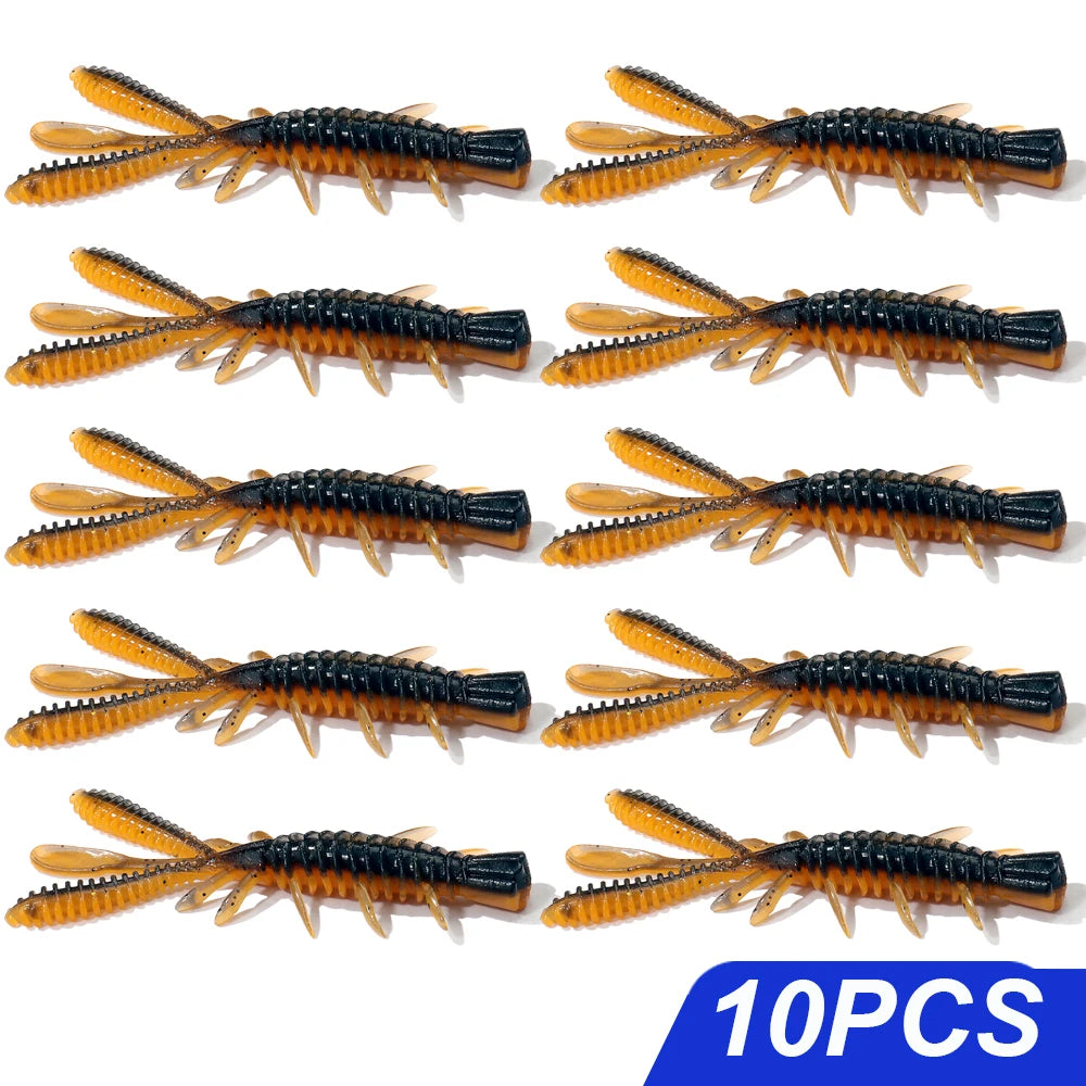 Floating Soft Lures Kit 5cm 6cm 7cm Shrimp Rig Hook Pesca Gear Tackle Silicone Swimbait Carp Attract Fishing Set 10-20pcs Bait