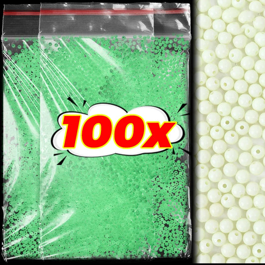 100pcs Fishing Glow Beads Luminous Polystyrene for Trout Salmon Carp Fishing Tackle Lure Making Glow in The Dark 5 Sizes Tool