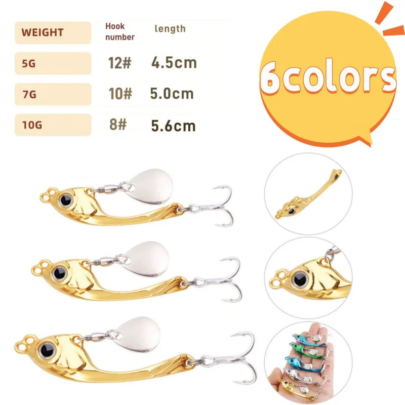 Spinner Bait 5/7/10g VIB Metal Vibration Fishing Lure Hard Bait Rotating Spoon Swinging Device With Sequin Sea Bass Fishing Rig