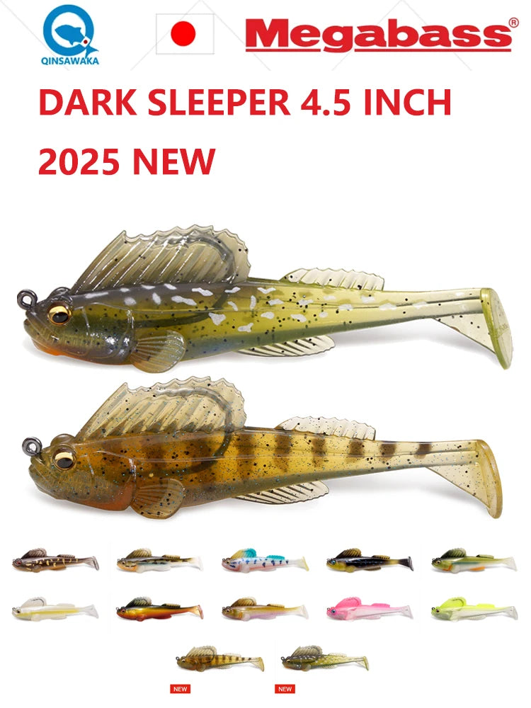 NEW Original Megabass Dark Sleeper 4.5inch 3/4, 1, 1.1/4oz. Swim Bait Saltwater Lure Sea Tackle Deep Water Soft Fin Paddle Tail