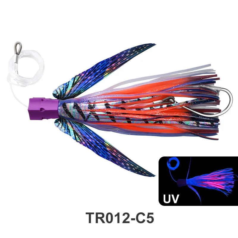 OBSESSION TR012 225mm 77g Seawater Big Game Winged Trolling Fishing Lure Deepsea Boat Fishing Tuna Bait Soft Skirt Octopus Lures