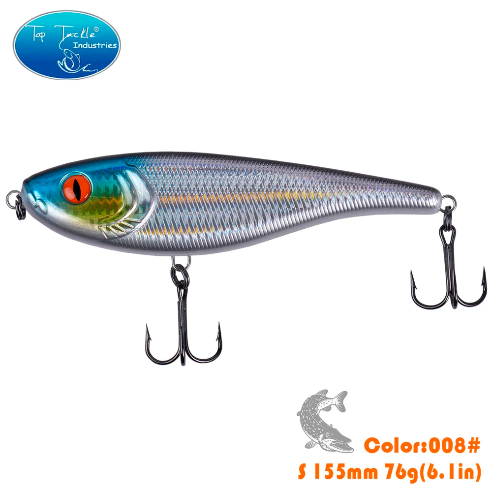 CF LURE 155mm 75g Balance Slow Sinking Jerk bait Fishing Lure Hard Baits Pike Fishing