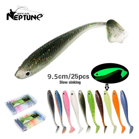 Fishing Lures Set 25Pcs 95mm Soft Fish fake Swimbait for Trolling Wobbler Silicone Bait Kit Sea Fishing Predator Lure with Box