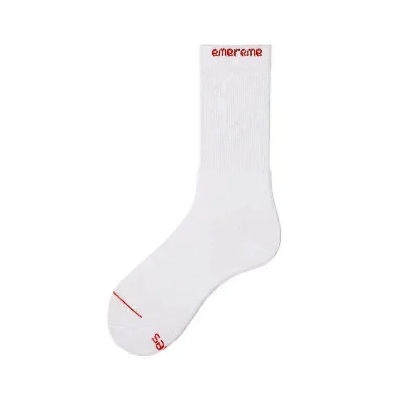 Fashion Designer Mens Sock Streetwear All-Match Black White Sports Long Socks