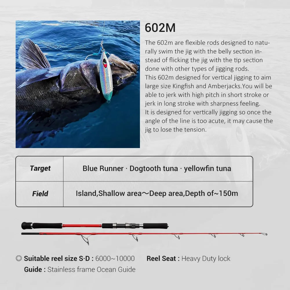 NOEBY K5 Vertical Jigging Fishing Rod 1.83m M MH Power Spinning Saltwater Heavy Jigs Big Game Tuna Grouper Sea Fishing Rods