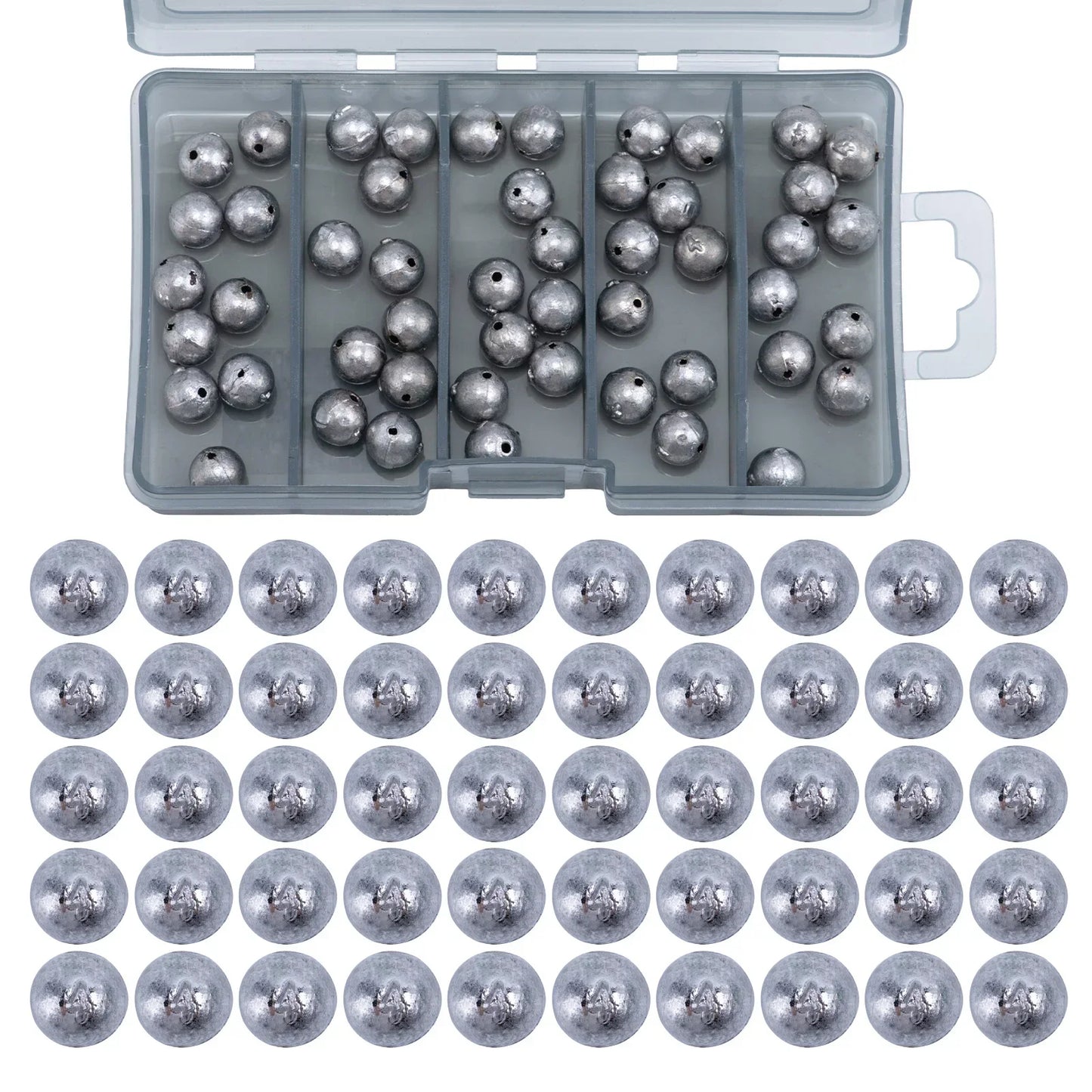 Goture 30/50pcs Fishing Weight Sinker Jig Head Deep Water Bullet Weight with Swivel Round Ball Sinkers Fishing Accessories