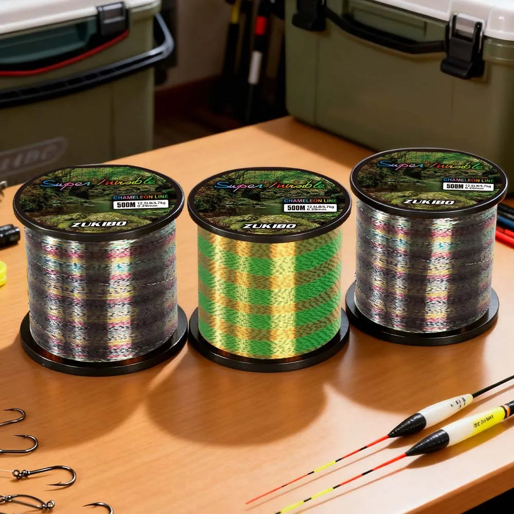 ZUKIBO 3D Speckle Line Yellow Five Colors 500M 1000M Fishing Line Super Strong Fluorocarbon Coated Monofilament Sink Nylon Line