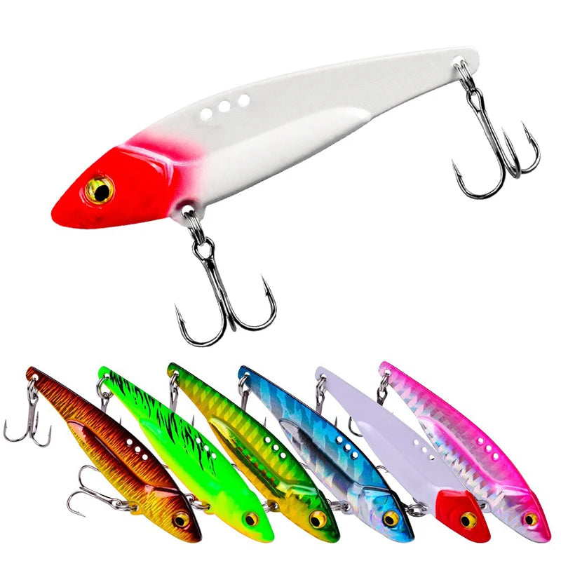 1pc VIB Lure 3D Eyes Pencil 5g 7g 15g 17g 20g Balancer Spoon Spinner Painting Fishing Lure Hard Bait Fishing Tackle Treble Hook