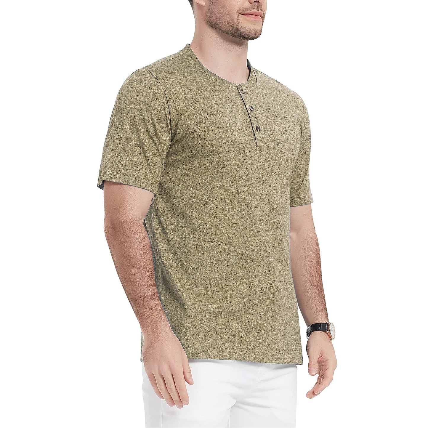 MAGCOMSEN Men's Henley T-shirt Cotton Blend Summer Short Sleeve Fashion 3 Buttons Front Placket Tee Shirt