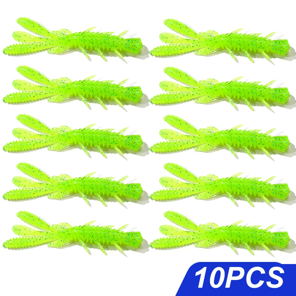 Floating Soft Lures Kit 5cm 6cm 7cm Shrimp Rig Hook Pesca Gear Tackle Silicone Swimbait Carp Attract Fishing Set 10-20pcs Bait